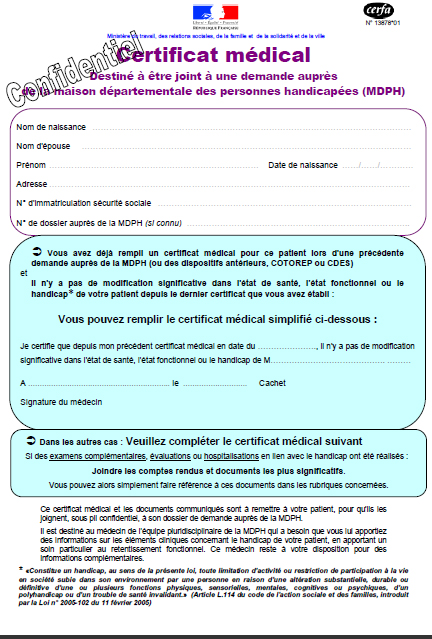 certificat médical mdph